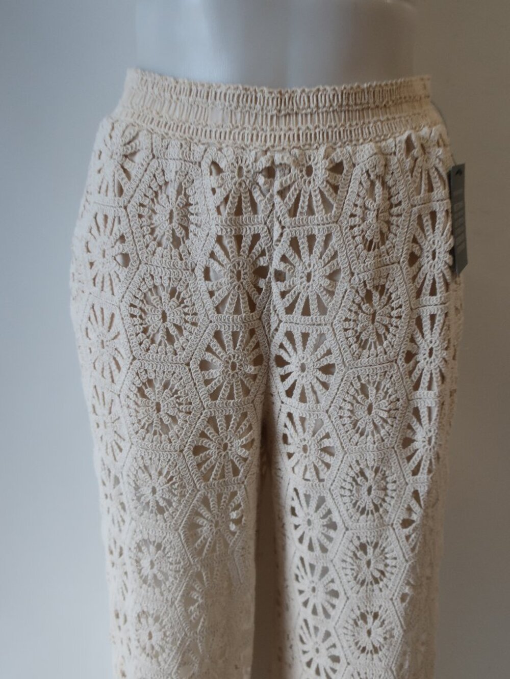 NWT Womens Misa Los Angeles Cream (Item- 211) Crochet  Pull-On Terra Pant S - Picture 13 of 15